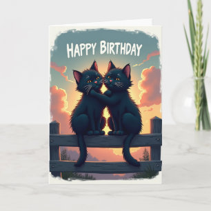Illustration Karte mit liebevollen Katzen