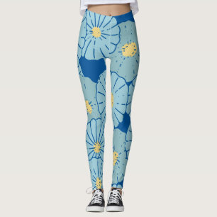 Illustration-Leggings für blaues japanisches Blume Leggings