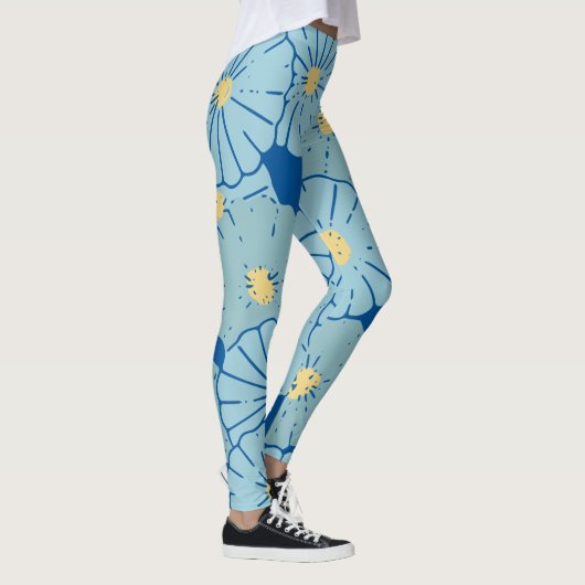 Illustration-Leggings für blaues japanisches Blume Leggings (Rechts)