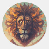 Illustration Lion Face Custom Runder Aufkleber (Vorderseite)
