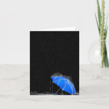Illustration Lost Blue Umbrella in Regen