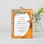 Illustration Mehendi Henna Indian Wedding Einladung (Stehend Vorderseite)