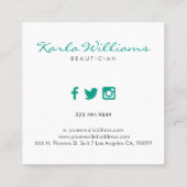 Illustration "Minimalistisches Weiß und Aquamarine Quadratische Visitenkarte (Rückseite)