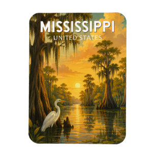 Illustration Mississippi Reise Kunst Vintage Magnet