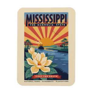 Illustration Mississippi State Reise Kunst Vintage Magnet