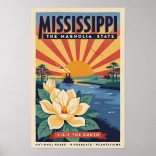 Illustration Mississippi State Reise Kunst Vintage Poster