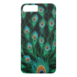 Illustration mit Pfau-Federn auf Schwarzem Case-Mate iPhone Hülle