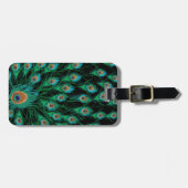 Illustration mit Pfau-Federn auf Schwarzem Gepäckanhänger (Vorderseite horizontal)