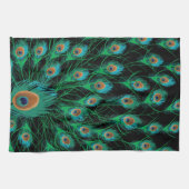 Illustration mit Pfau-Federn auf Schwarzem Geschirrtuch (Horizontal)