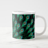 Illustration mit Pfau-Federn auf Schwarzem Jumbo-Tasse (Rechts)