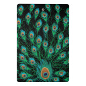 Illustration mit Pfau-Federn auf Schwarzem Mini Klemmbrett (Rückseite)