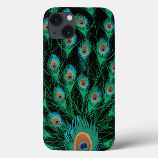 Illustration mit Pfauenfedern auf schwarz Case-Mate iPhone Hülle (Rückseite)