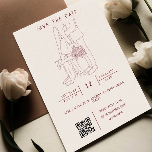 Illustration mit QR Code UAWG Wedding Einladung