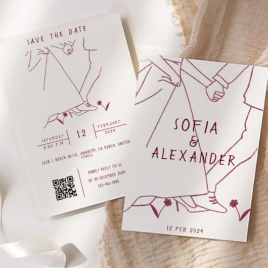 Illustration mit QR Code UAWG Wedding Einladung