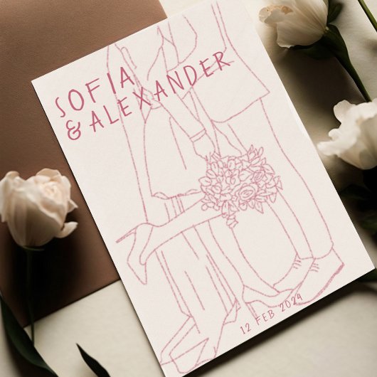 Illustration mit QR Code UAWG Wedding Einladung