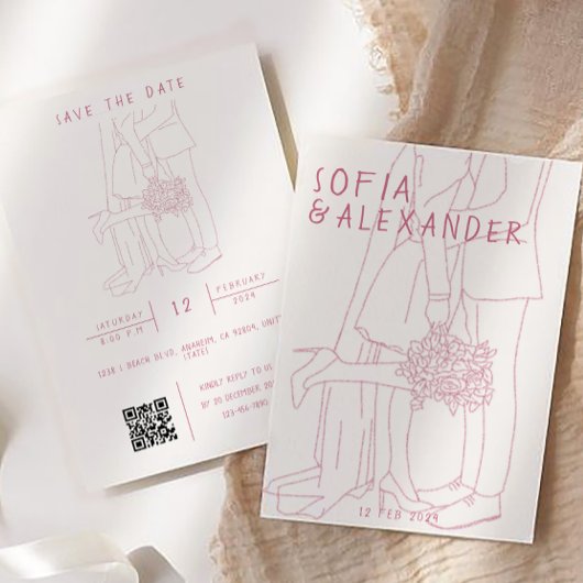 Illustration mit QR Code UAWG Wedding Einladung