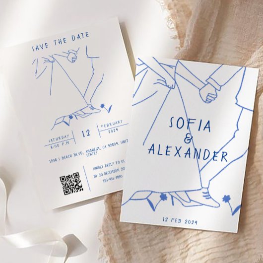 Illustration mit QR Code UAWG Wedding Einladung