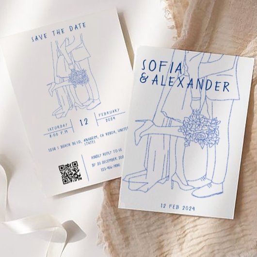 Illustration mit QR Code UAWG Wedding Einladung