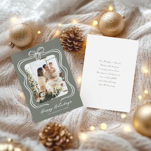 Illustration mit Salbeigrünem Band Foto Feiertagskarte