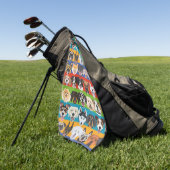 Illustration nahtlose Muster bunten Hunde Golfhandtuch (Gras)