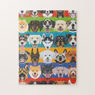 Illustration nahtlose Muster farbige Hunde Puzzle