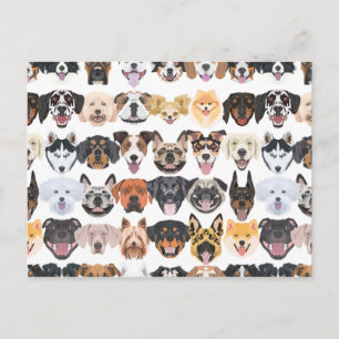 Illustration nahtlose Muster glückliche Hunde Postkarte