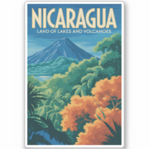 Illustration Nicaragua Vulkan Reise Kunst Vintage Aufkleber