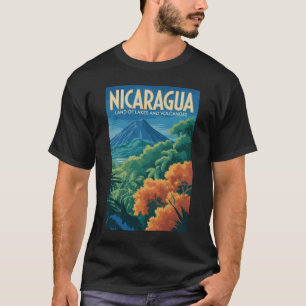 Illustration Nicaragua Vulkan Reise Kunst Vintage T-Shirt
