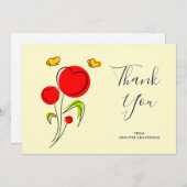 Illustration niedlicher Blume des Roten Herzens Vi Dankeskarte (Vorne/Hinten)