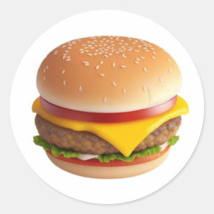 Illustration niedlicher Cheeseburger Runder Aufkleber