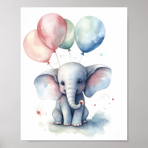 Illustration Niedlicher Elefant von Animal Lover Poster