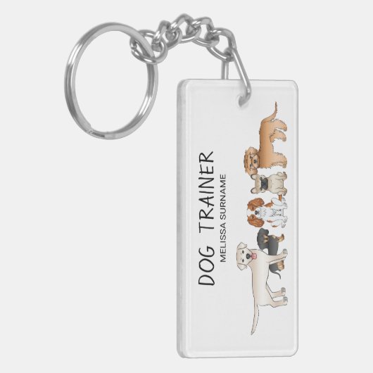 Illustration niedlicher Hunde - Hundetrainer Schlüsselanhänger (Vorderseite links)
