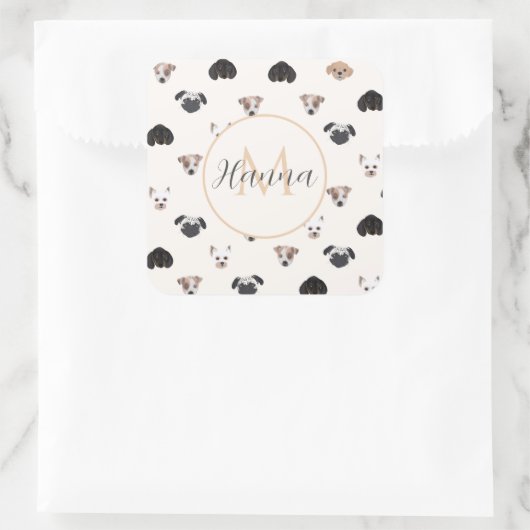 Illustration niedlicher Hunde Quadratischer Aufkleber (Tasche)