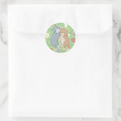 Illustration niedlicher Katzen und Blume Runder Aufkleber (Tasche)