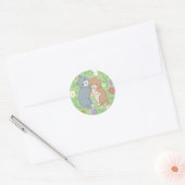 Illustration niedlicher Katzen und Blume Runder Aufkleber (Umschlag)