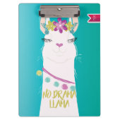 Illustration No Drama Llama Monogram Klemmbrett (Vorderseite)