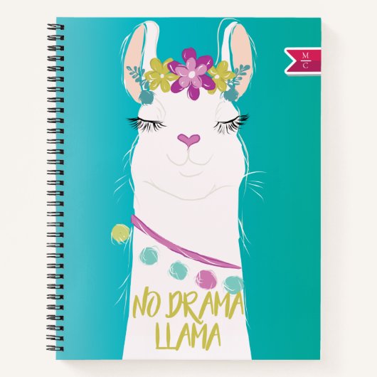 Illustration No Drama Llama Monogram Notizblock (Vorderseite)