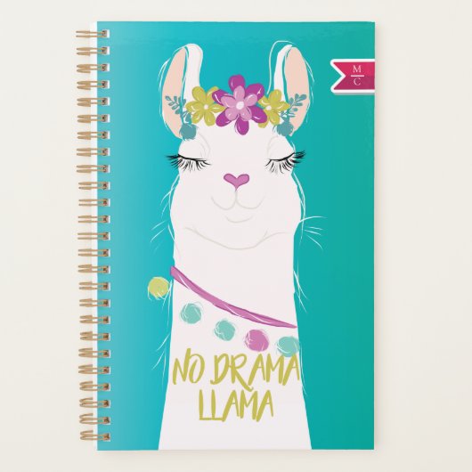 Illustration No Drama Llama Monogram Planer (Vorderseite)