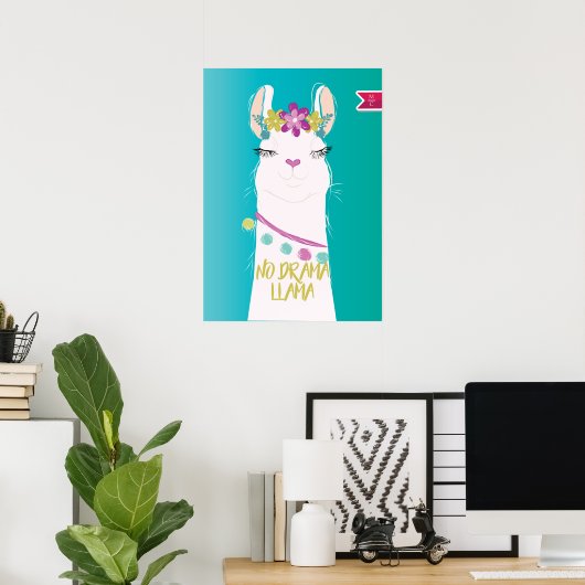 Illustration No Drama Llama Monogram Poster (Heimbüro)