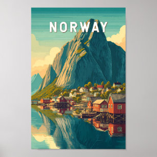 Illustration Norwegen Reise Kunst Vintage Poster