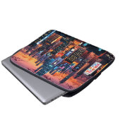 Illustration of a big city at night laptopschutzhülle (Vorne Knopf)