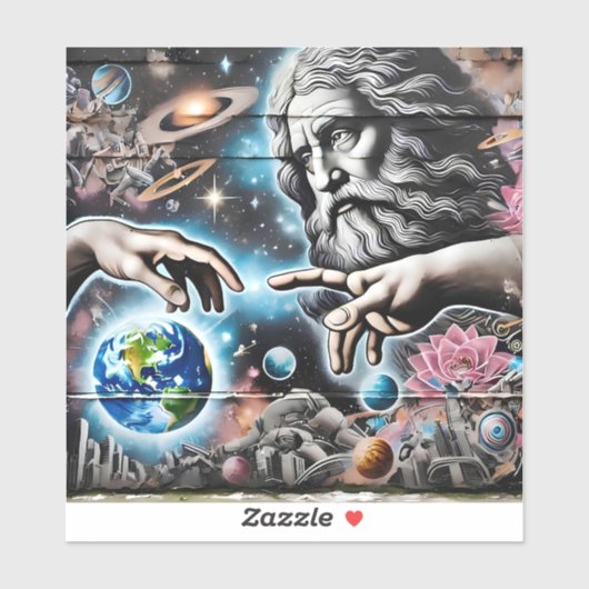 illustration of god creating the universe aufkleber (Blatt)