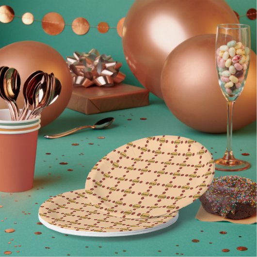 Illustration of hamburger patterns pappteller (Multi)