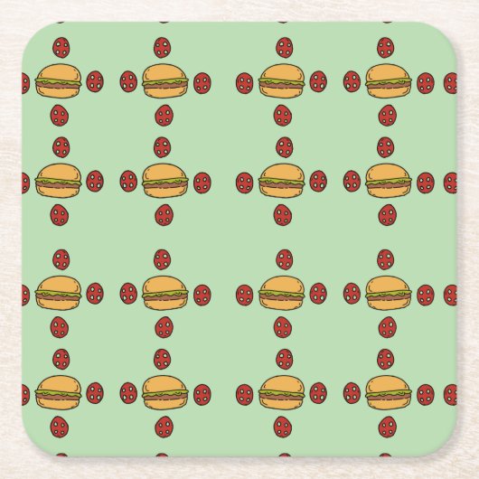 Illustration of hamburger patterns rechteckiger pappuntersetzer (Vorderseite)