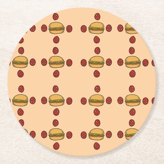 Illustration of hamburger patterns runder pappuntersetzer (Vorderseite)