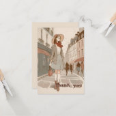 Illustration Paris Girl Delicate Pastel Vielen Dan Karte (Vorderseite/Rückseite Beispiel)