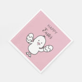 Illustration Pastel Pink Niedlich Osterküken & Eie Serviette (Ecke)