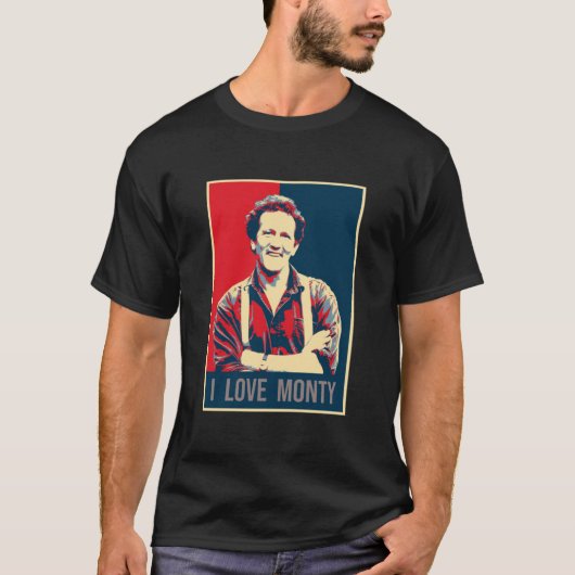 Illustration Pop Art I Liebe Monty Don TV Moderato T-Shirt (Vorderseite)