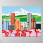 Illustration Portland Oregon Skyline Poster (Vorne)