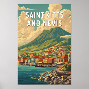 Illustration Reise Kunst Saint Kitts und Nevis Poster